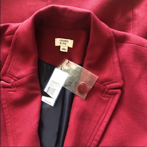Crown & Ivy Button Front Car Coat in Cranberry NWT - Picture 6 of 6